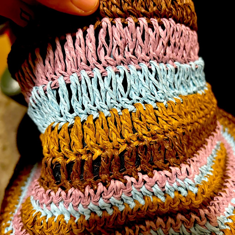 COPY - NWT ASOS Design Straw Bucket Hat- Unisex- Brown/Tan/Light Blue- OSFM - Picture 3 of 5